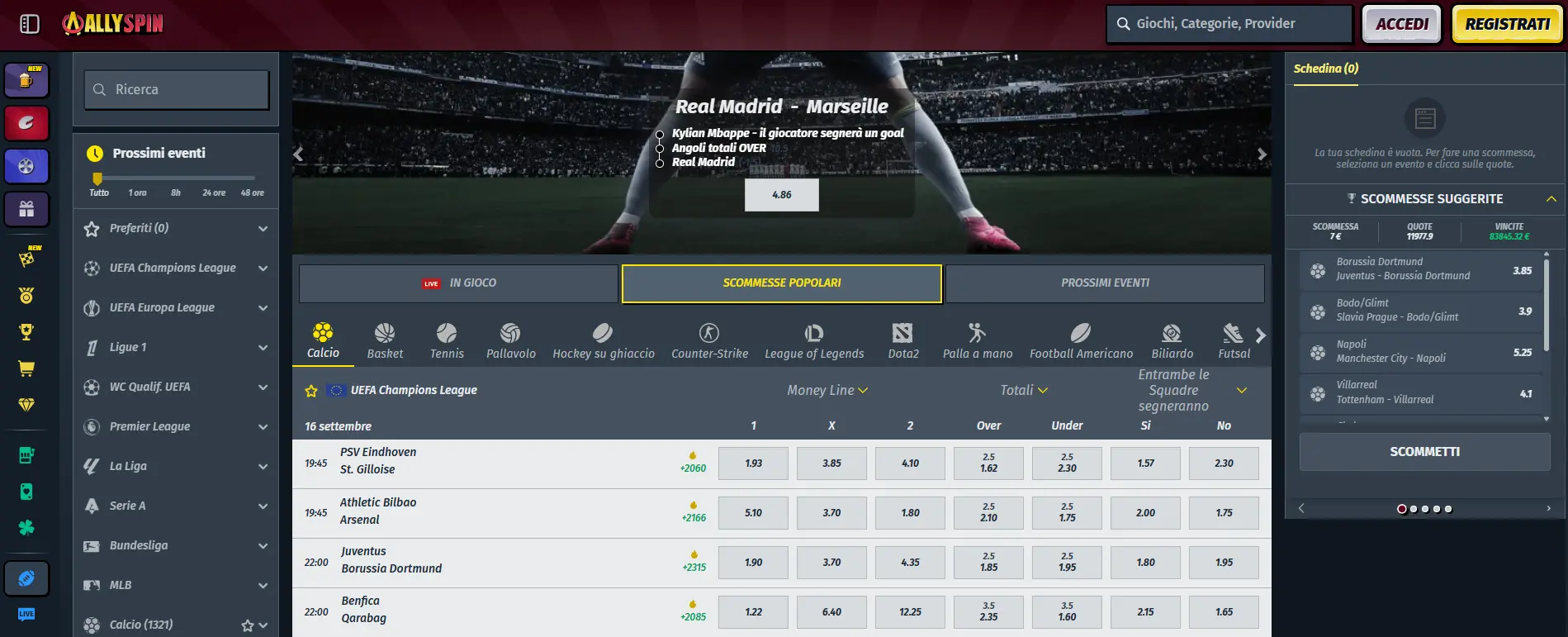 Allyspin - uno dei Nuovi siti scommesse non AAMS